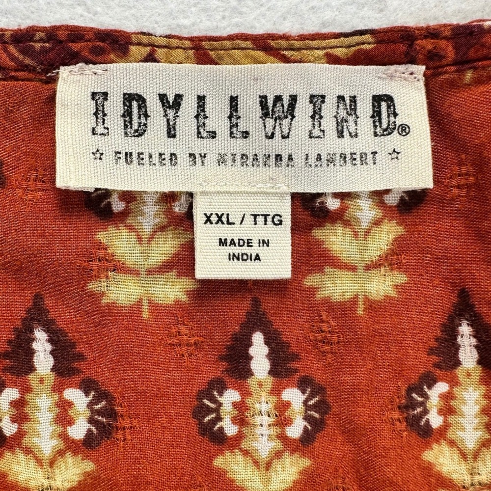 Idyllwind Miranda Lambert Paisley Boho Mini Dress Rust Women's XXL Pockets Fall - Picture 5 of 15